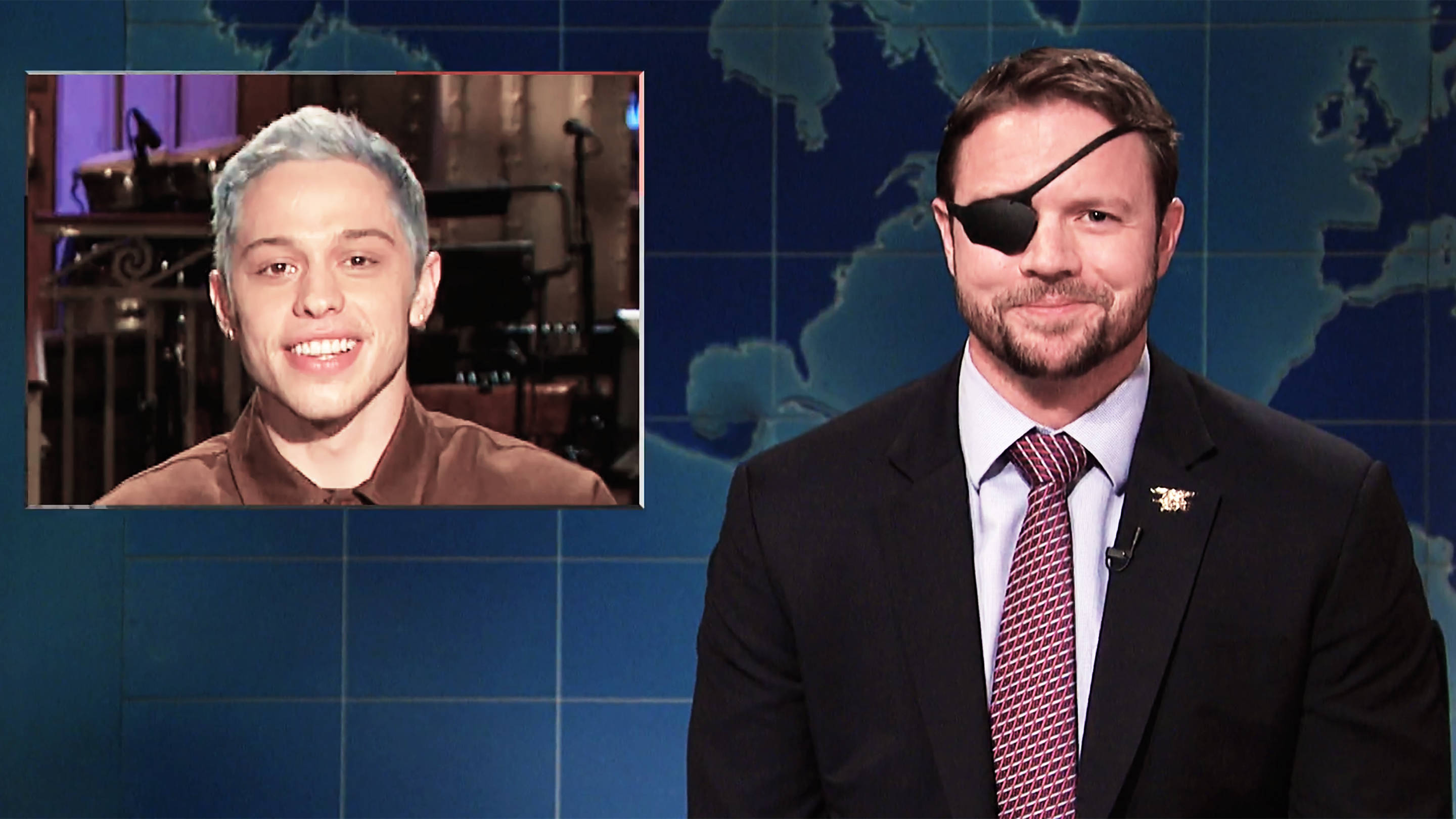 Pete Davidson and Dan Crenshaw on Saturday Night Live