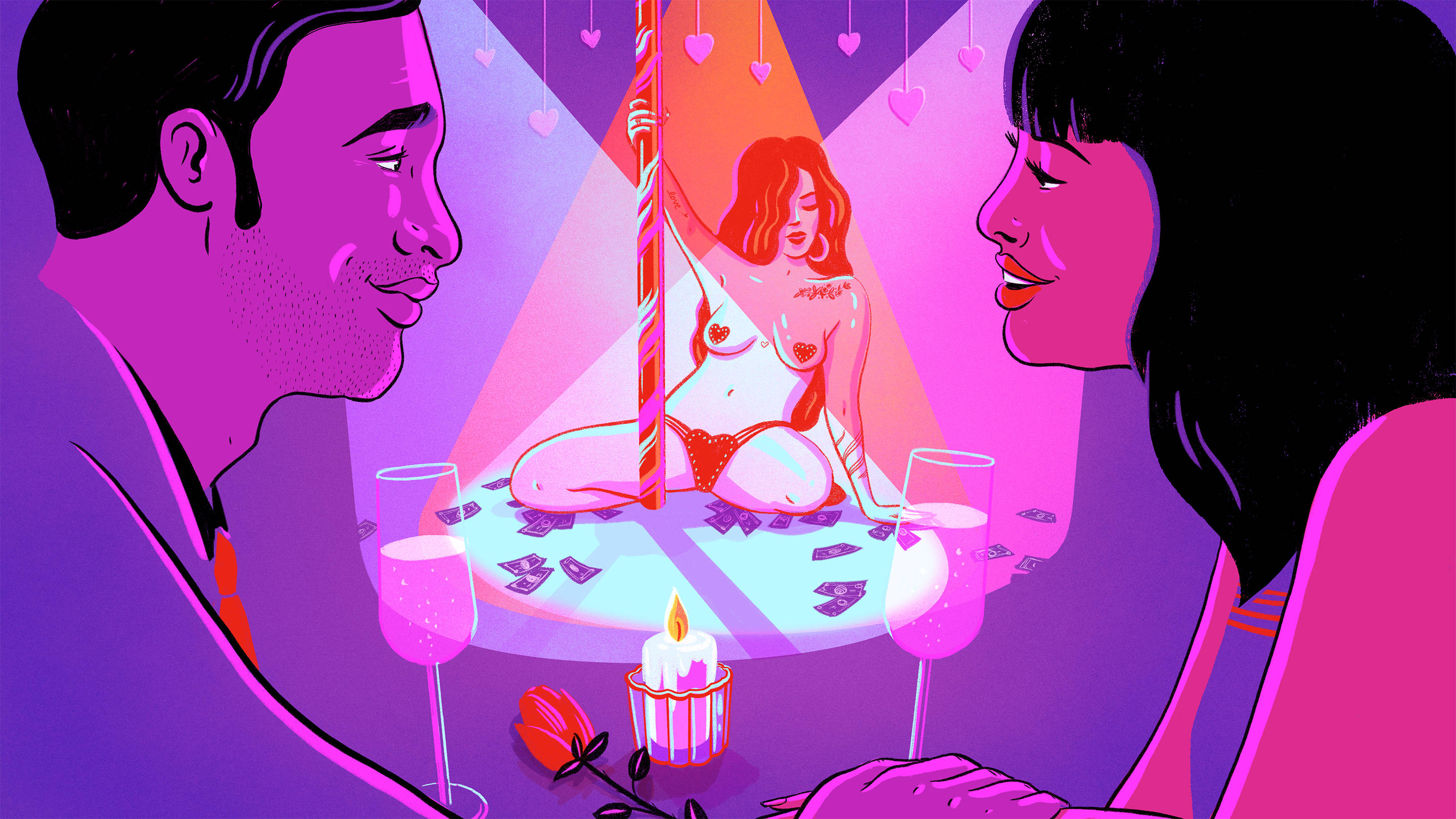 Couple strip club