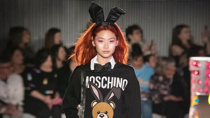 The Moschino Teddy Bear Puts on the Bunny Ears for 2018 Resort Collection