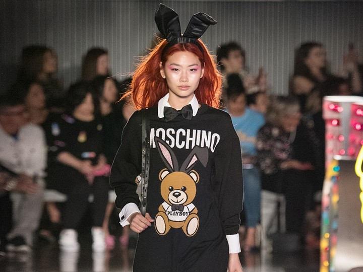 The Moschino Teddy Bear Puts on the Bunny Ears for 2018 Resort Collection