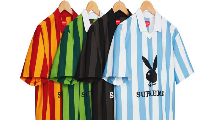 Experience Supreme x Playboy Summer 2018 Fashion Goals: Pinstripe Soccer Jerseys